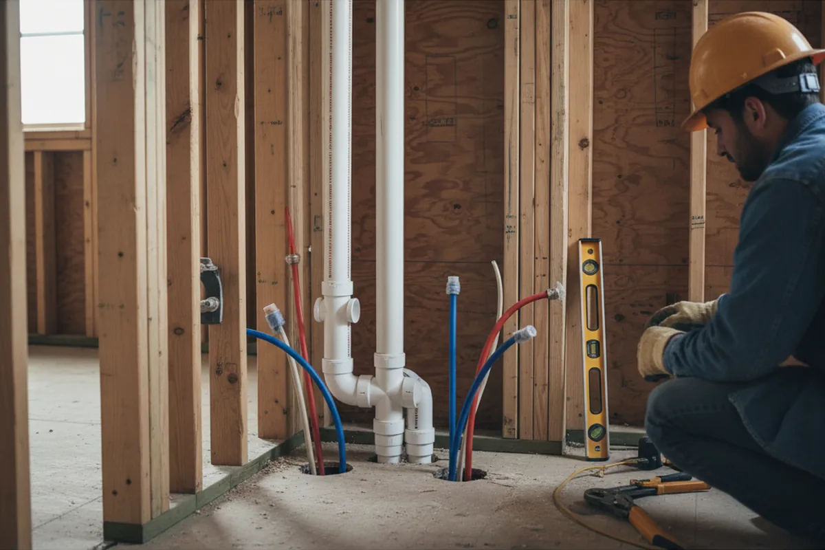 Drain and supply rough-in during Sump Pump Repair in Leavittsburg